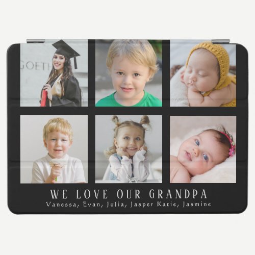 Custom We Love Our Grandpa Black Photo Collage iPad Air Cover