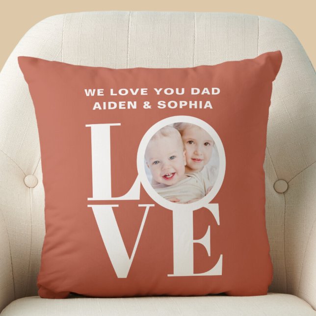 Custom We Love You Dad Photo Throw Pillow (Creator Uploaded)