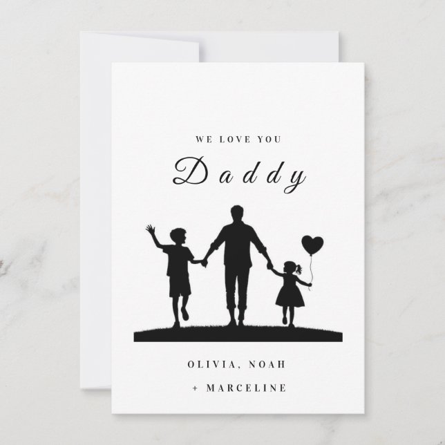 Custom “We Love You Daddy” Silhouette Art Thank You Card (Front)