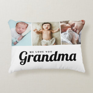 Custom We love you Grandma Grandchildren photos Accent Pillow