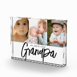 Custom We love you Grandpa Grandchildren photos<br><div class="desc">Create a personalized and heartfelt gift for Grandpa with this custom photo block featuring the words "We love you Grandpa" in beautiful and modern typography. The design combines modern script and classic fonts with a sans-serif type, creating a harmonious and stylish look. Customize this photo block by adding the grandchildren's...</div>