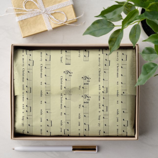 Custom We Wish You a Merry Christmas Musical Notes Tissue Paper (Gift)