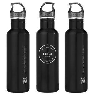 Custom Website QR code Business Corporate Logo Stainless Steel Water Bottle