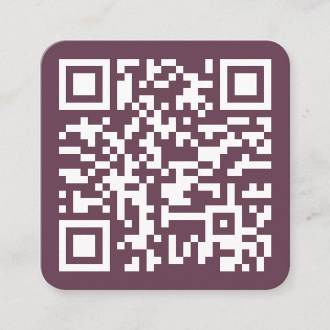 Custom Website QR Code Company Logo Dark Rose Pink Square Business Card (Front)