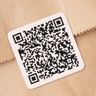 Custom Website QR Code Pink Square Sticker