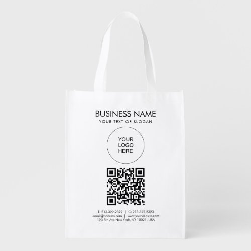 Custom Website Url Address Logo Text QR Code Grocery Bag