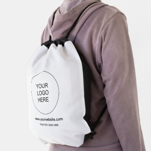 Custom Website Url Business Name Logo Modern Drawstring Bag