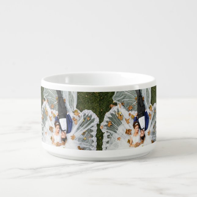 Custom Wedding 4 Photo Personalized Bowl (Center)