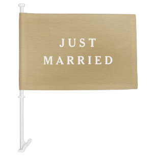 Custom wedding add your name just married rustic car flag