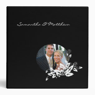 Custom Wedding Album Binder Black Floral Frame