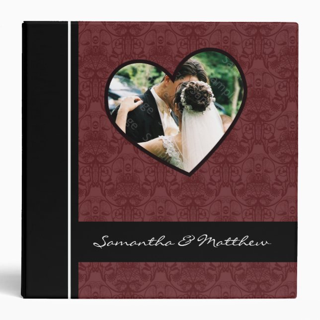 Custom Wedding Album Binder Burgundy (Front)