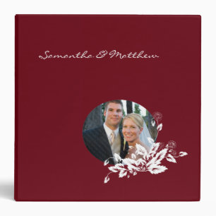 Custom Wedding Album Binder Red Floral Frame