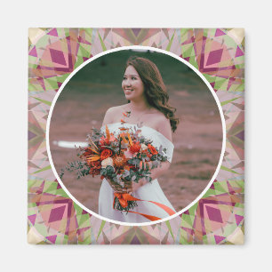 Custom Wedding Anniversary Autumn Fall Pink Photo Magnet
