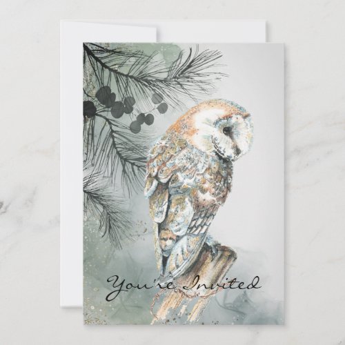 Custom Wedding Anniversary Barn Owl Art Invitation