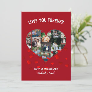 Custom Wedding Anniversary Heart Photo Collage Holiday Card