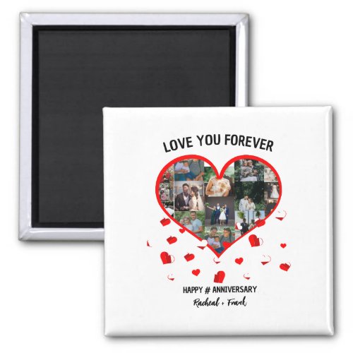 Custom Wedding Anniversary Heart Photo Collage Magnet