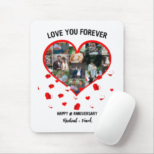 Custom Wedding Anniversary Heart Photo Collage Mouse Pad