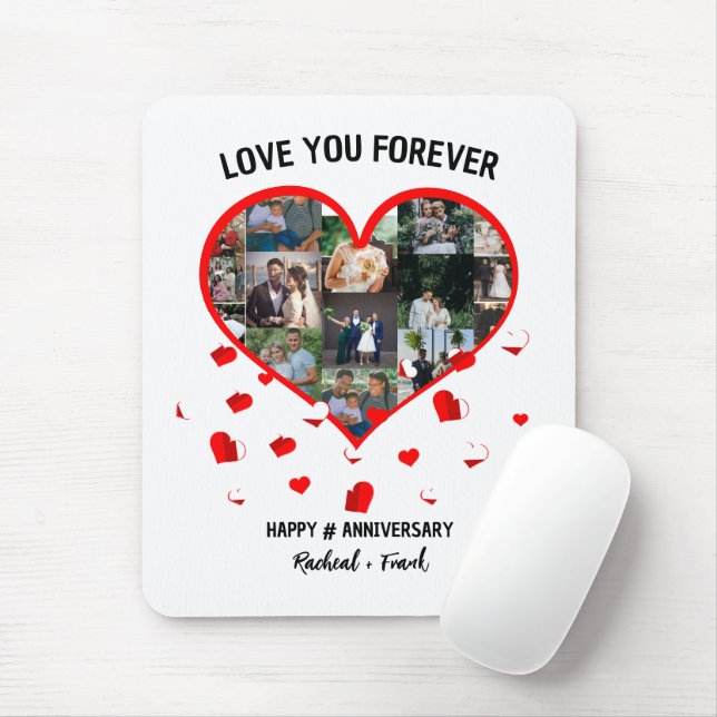 Custom Wedding Anniversary Heart Photo Collage Mouse Pad (With Mouse)