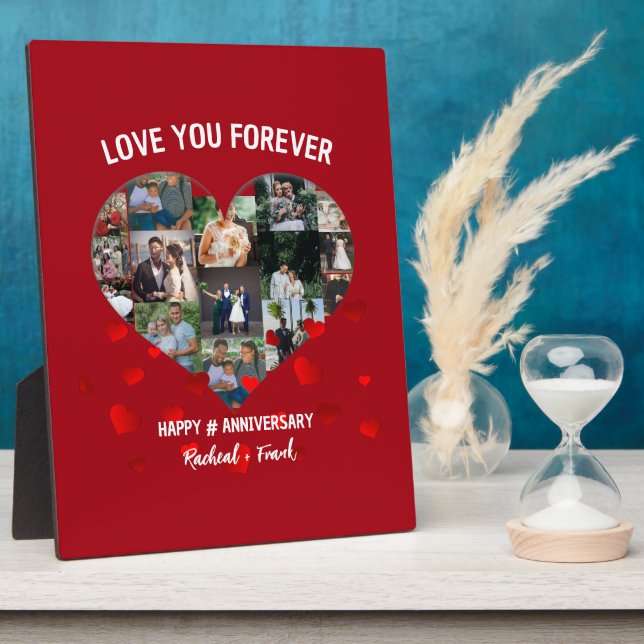 Custom Wedding Anniversary Heart Photo Collage Plaque (Side)