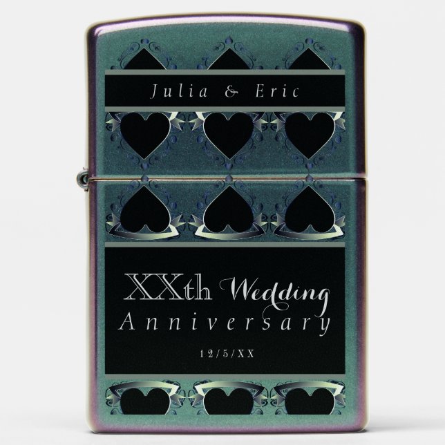 Custom Wedding Anniversary Hearts Zippo Lighter (Front)