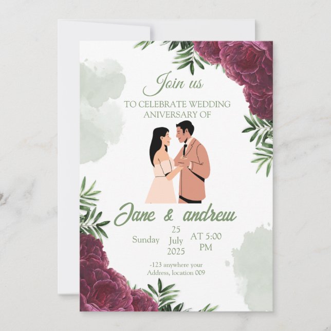 Custom Wedding Anniversary Invitation (Front)