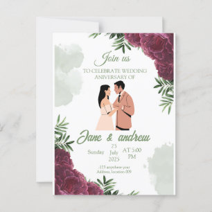 Custom Wedding Anniversary Invitation Postcard