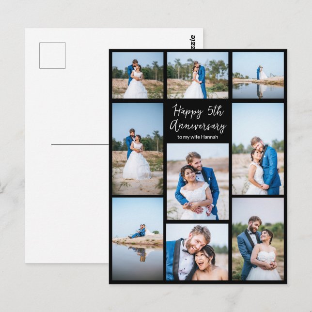 Custom Wedding Anniversary Newlywed Photo Collage Postcard (Front/Back)