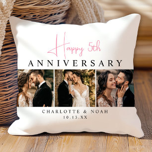 Custom Wedding Anniversary Photo Collage Throw Pillow