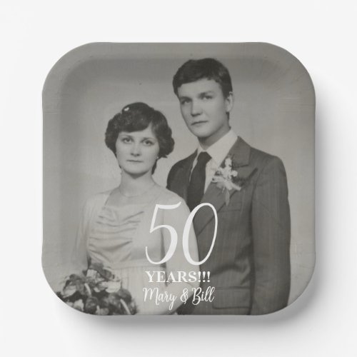 custom wedding anniversary photo modern paper plates