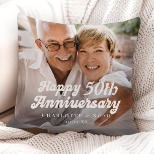Custom Wedding Anniversary Photo Throw Pillow