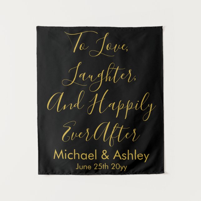 Custom Wedding Backdrop Black Gold Prop Reception (Front)