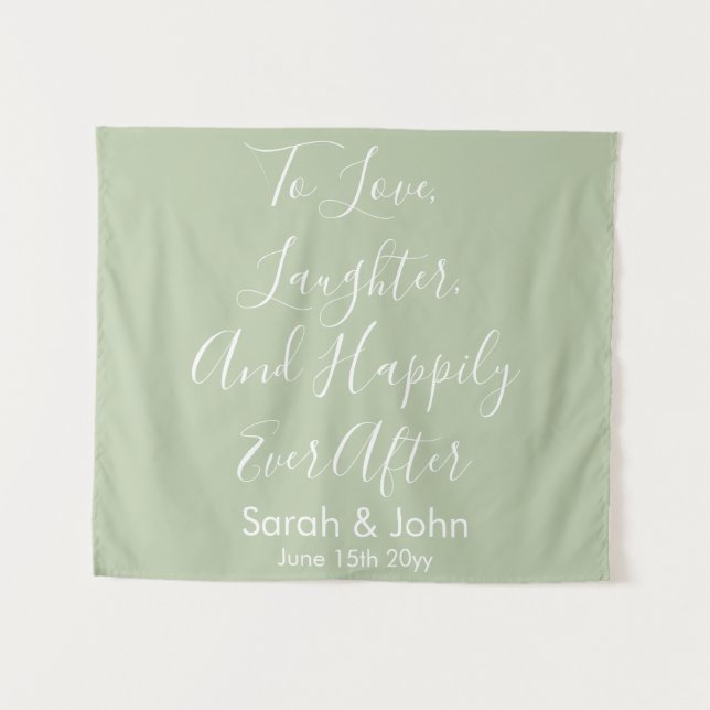 Custom Wedding Backdrop Chic Sage Reception Banner (Front (Horizontal))