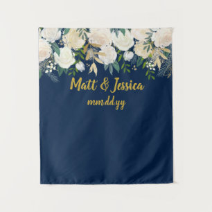 Custom Wedding Backdrop Photo Booth Navy Blue Gold