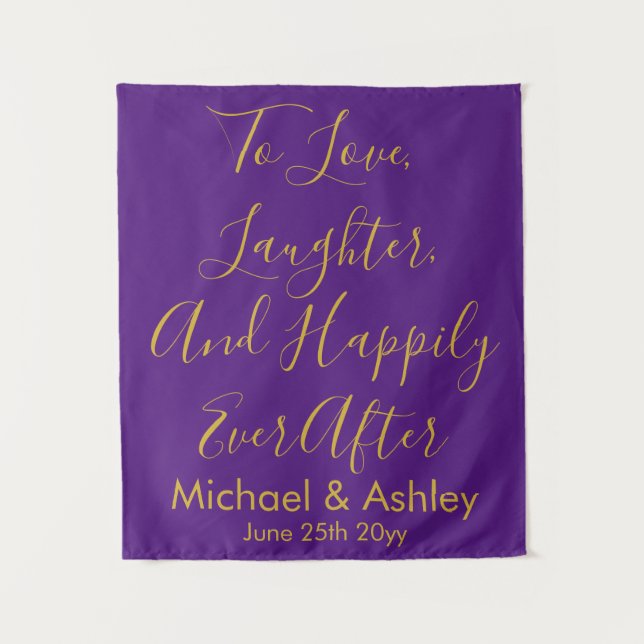 Custom Wedding Backdrop Purple Gold Prop Reception (Front)