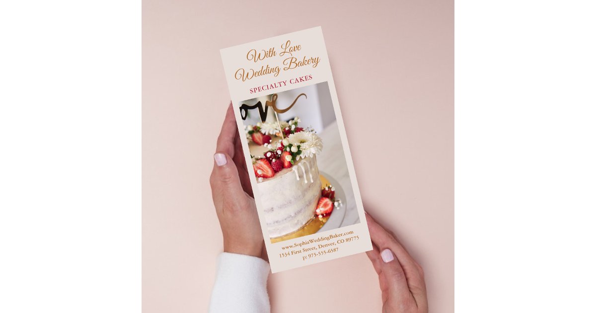 Custom Wedding Bakery Cake Promotional Marketing Rack Card | Zazzle