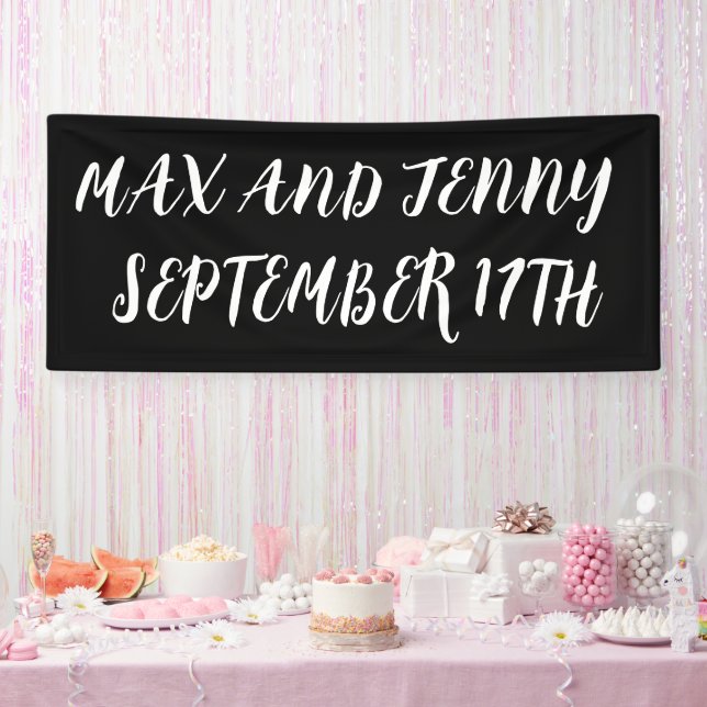 CUSTOM WEDDING BANNER BLACK SCRIPT (Party)