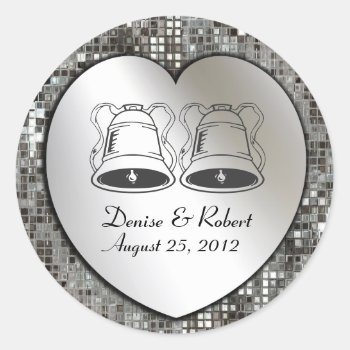 Custom Wedding Bells On Heart & Sequins Sticker by mvdesigns at Zazzle