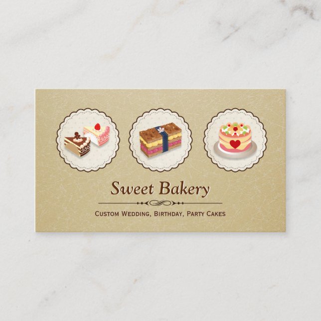Custom Wedding Birthday Party Cakes Pastry Bakery Business Card (Front)