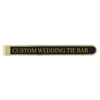 Custom Wedding Black & Gold Finish Tie Bar