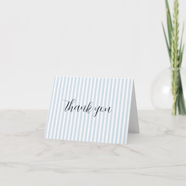 Custom Wedding Blue Stripe Thank You Card (Front)