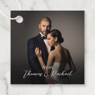 Custom Wedding Bride and Groom Photo Thank You Favor Tags