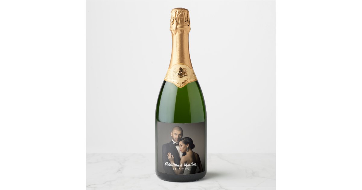 Custom Wedding Bride and Groom's Photo Champagne Label ...