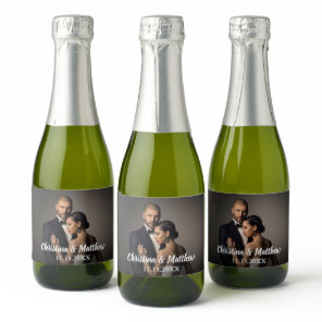 Custom Wedding Bride and Groom's Photo Sparkling Wine Label