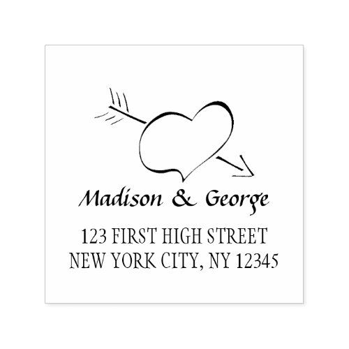 Custom wedding Bride Groom name Arrow love heart Self_inking Stamp