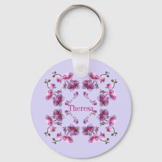 Custom Wedding Bridesmaid Gift Name Orchids Keychain
