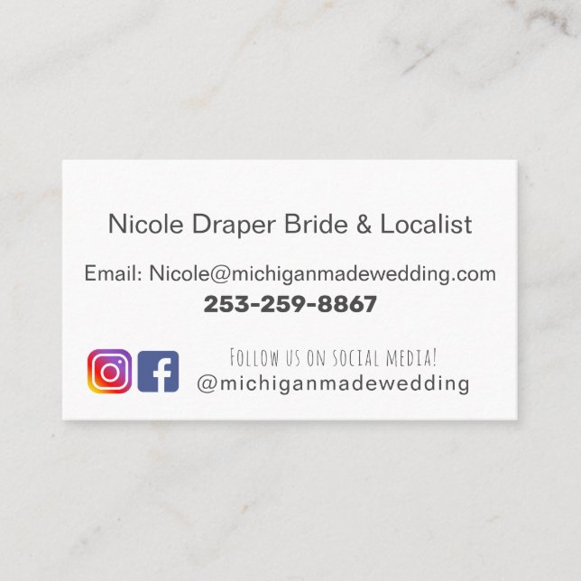Custom Wedding business card (Front)