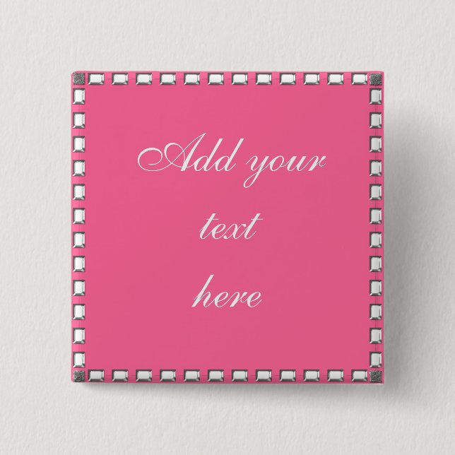 Custom Wedding Button Pin Crystal Stone Border Pin (Front)