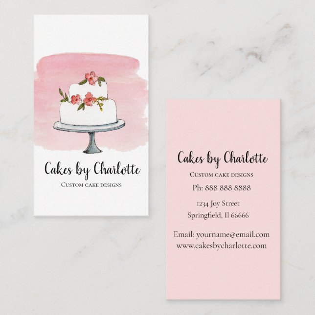 Custom Wedding cake  Bakery Business Card (Front/Back)