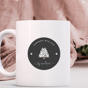 Custom Wedding Cake Handmade with Love Bakery Classic Round Sticker