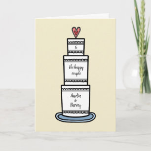Custom Wedding Cake Illustration Wedding Card